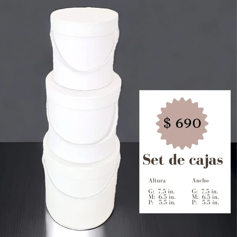 Set de cajas cilíndricas  blancas 